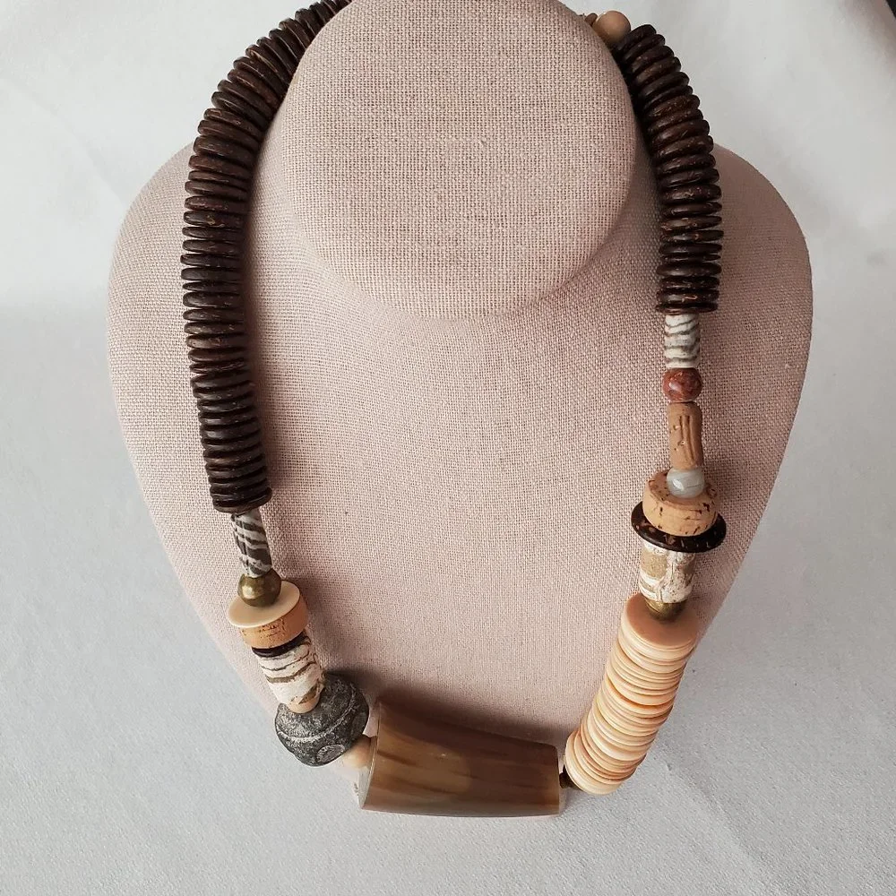 Vintage m.e. Mary Ellen Stewart Modern Tribal Beaded Necklace 24 in - Picture 6 of 8